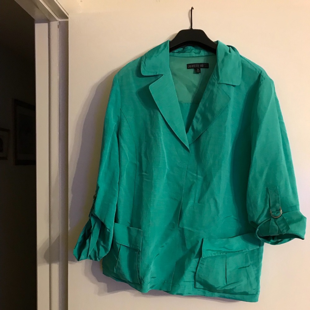 Lafayette 148 green shirt jacket size 16