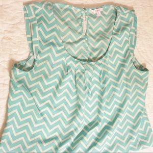 Dressy Tank Top | Chevron Cyan and White Stripes