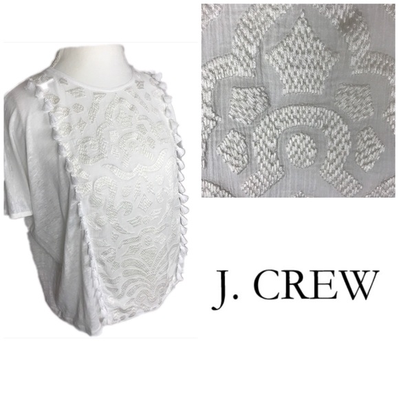 J. Crew Tops - J. Crew embroidered white shirt with tassels