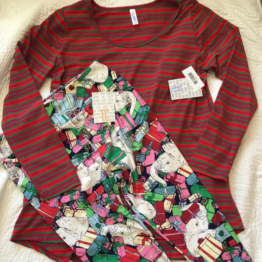 Lularoe XL Lynnae & White Elephant Leggings