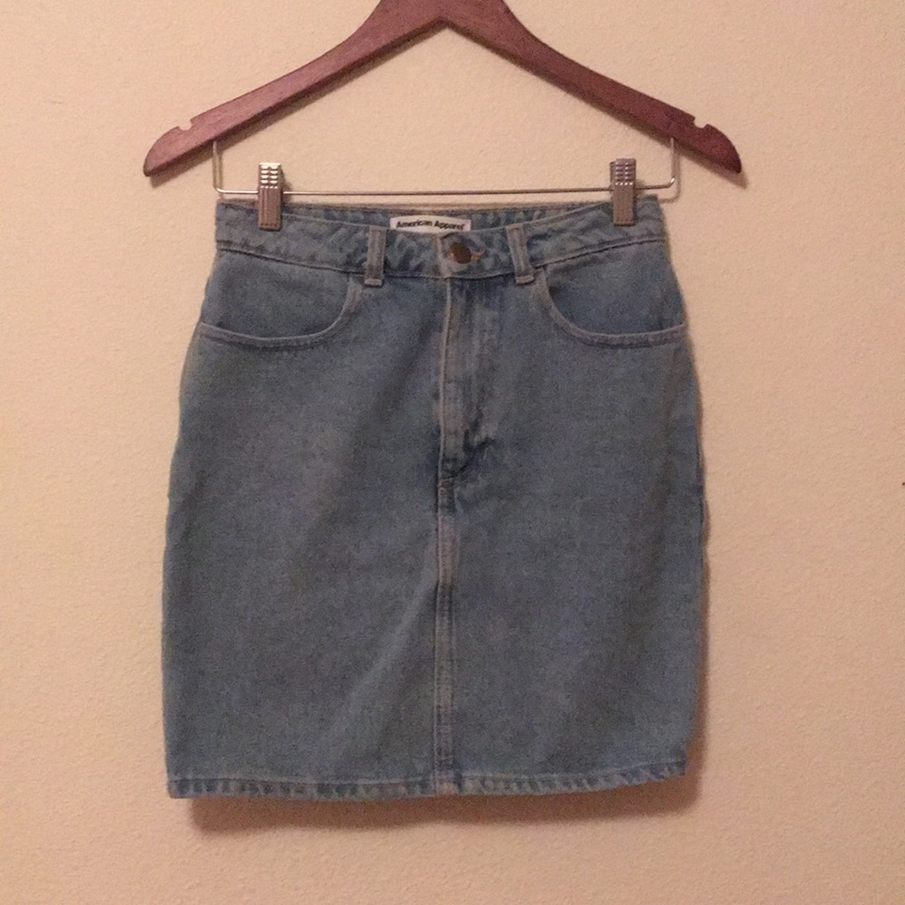 High-Waisted Denim Mini Skirt — American Apparel
