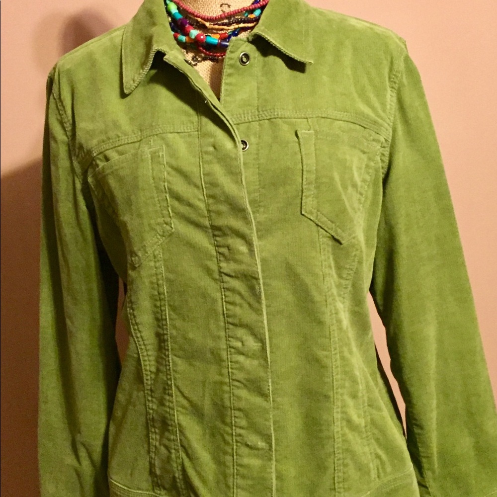 Chico's dark lime corduroy jacket.