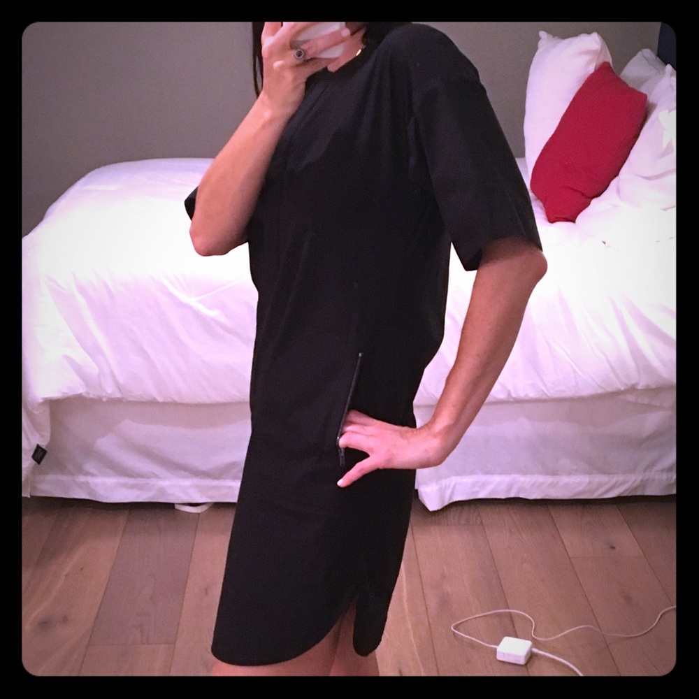 Theory mini dress shirt w pockets & zip collar