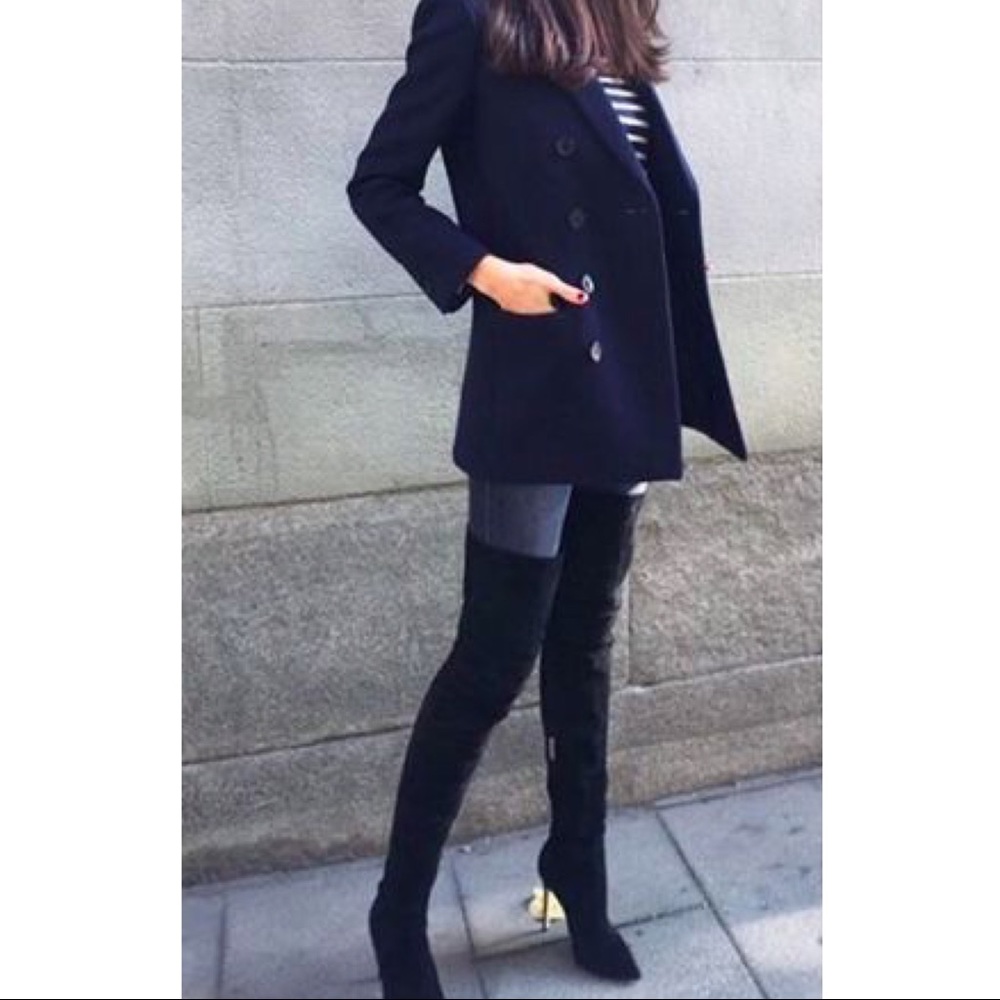 Gallery Black Long Peacoat Medium Weight Small