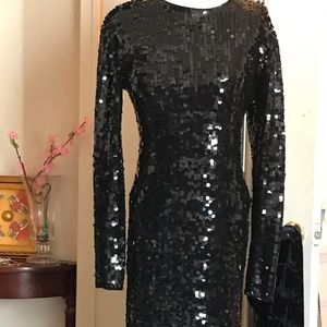 ❤️Vintage black sequins dress