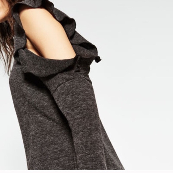 Zara Open Shoulder Ruffle Sweater 