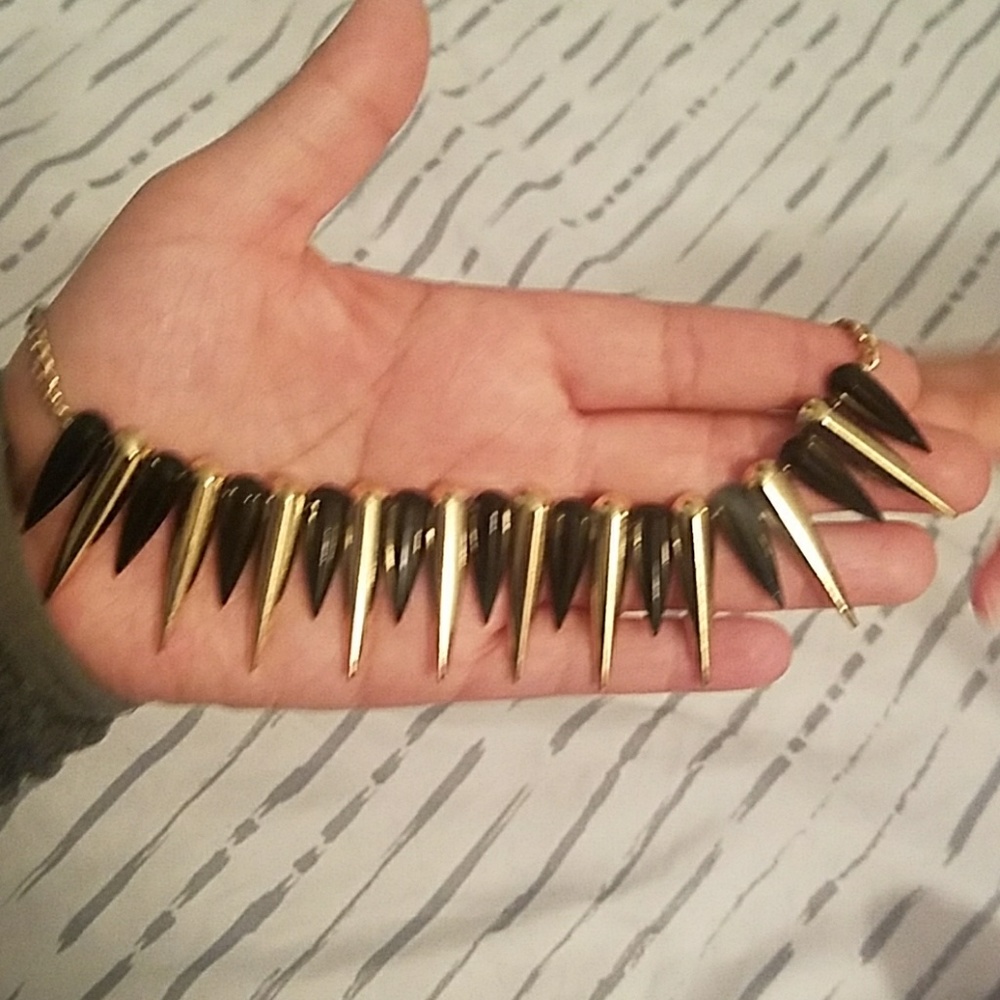 Black and gold spike necklace