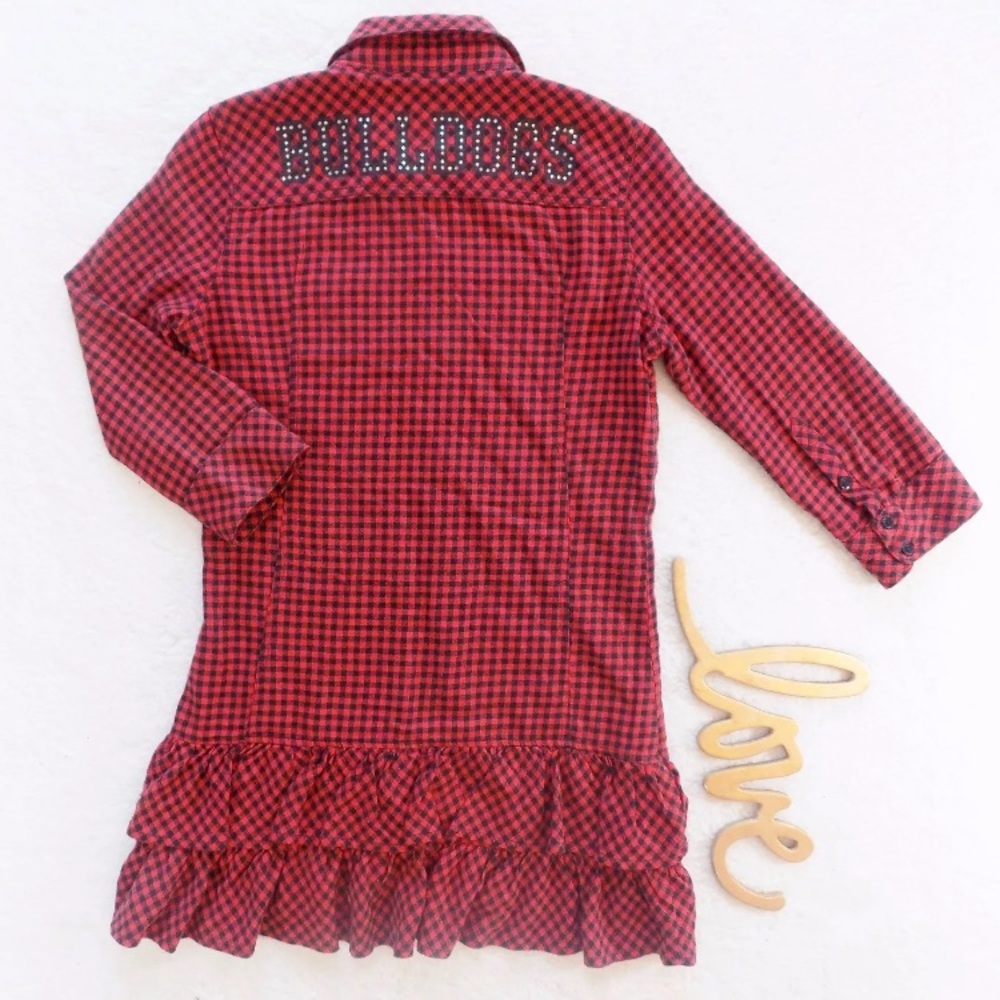 VS PINK Red Black Bulldogs UGA Ruffle Flannel