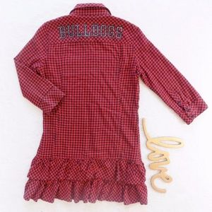 VS PINK Red Black Bulldogs UGA Ruffle Flannel