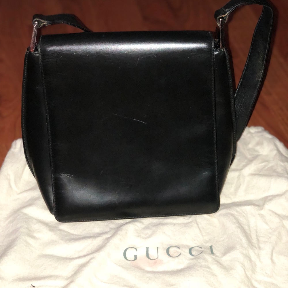 Gucci Black Vintage Leather Shoulder Bag