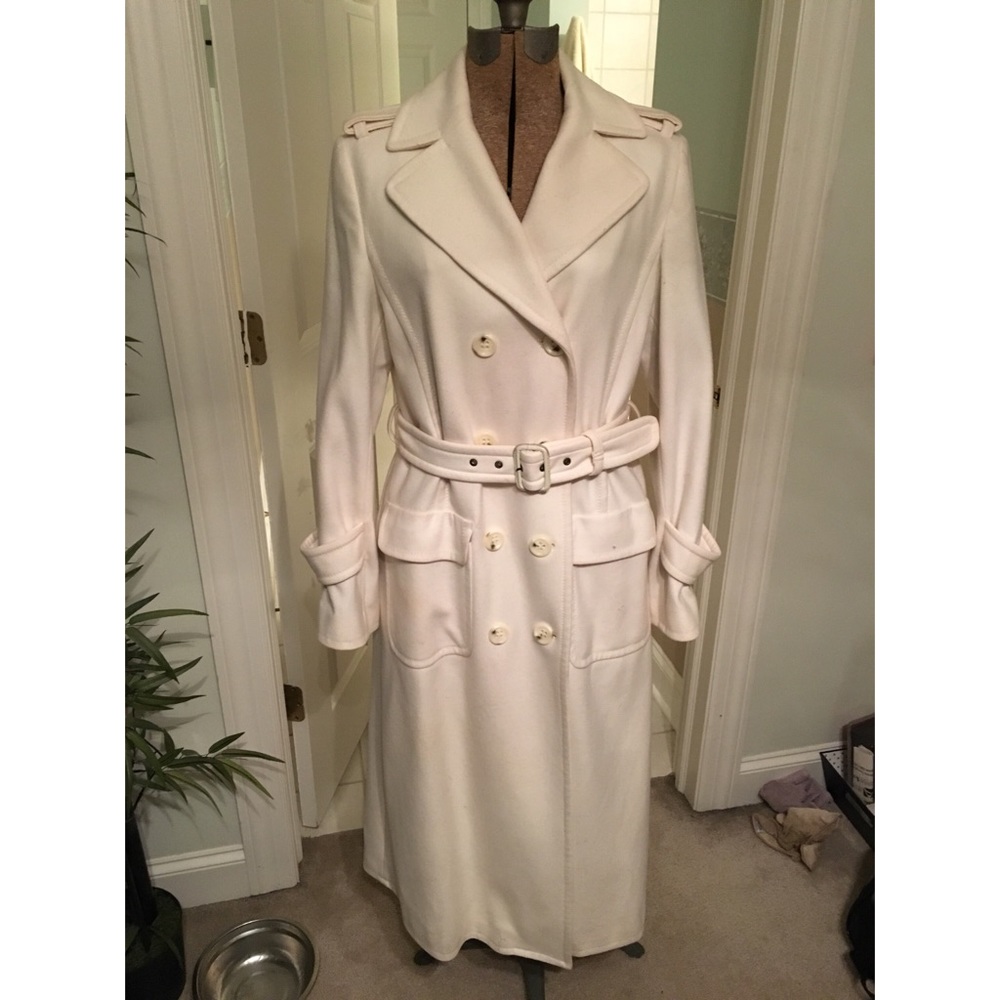 Stunning White BCBGMax Azria wool trench coat