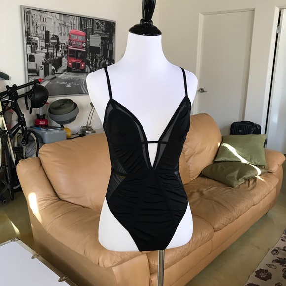 Nasty Gal Black Slinky Mesh Bodysuit S - Picture 2 of 6