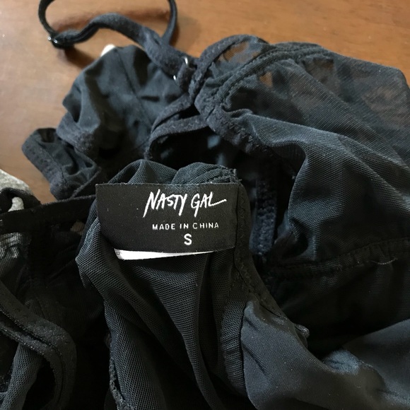 Nasty Gal Black Slinky Mesh Bodysuit S - Picture 6 of 6
