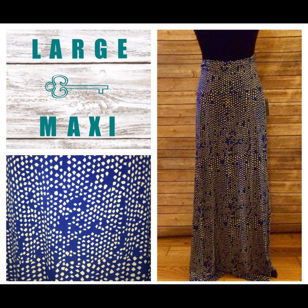 NWT XL Blue and White Lularoe Maxi Skirt