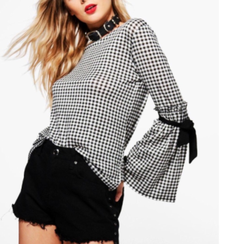 Black Gingham Top