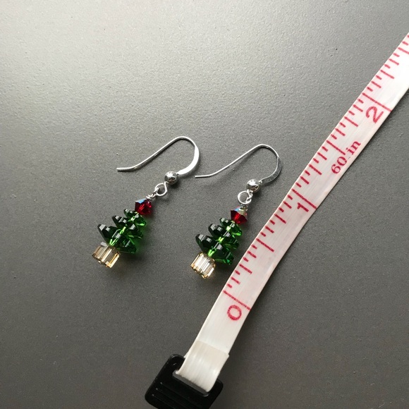 Swarovski Christmas Tree Earrings Sterling NEW - Picture 2 of 6