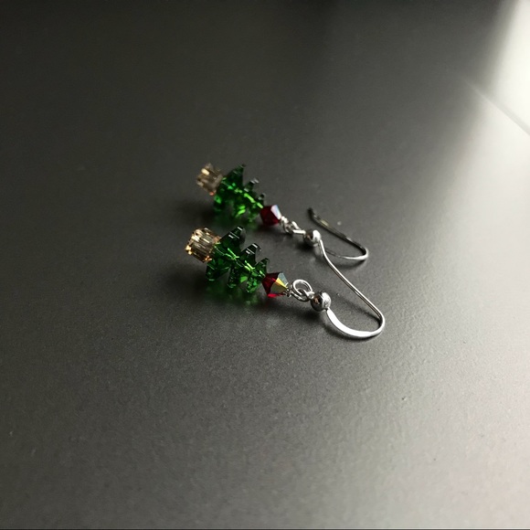 Swarovski Christmas Tree Earrings Sterling NEW - Picture 3 of 6
