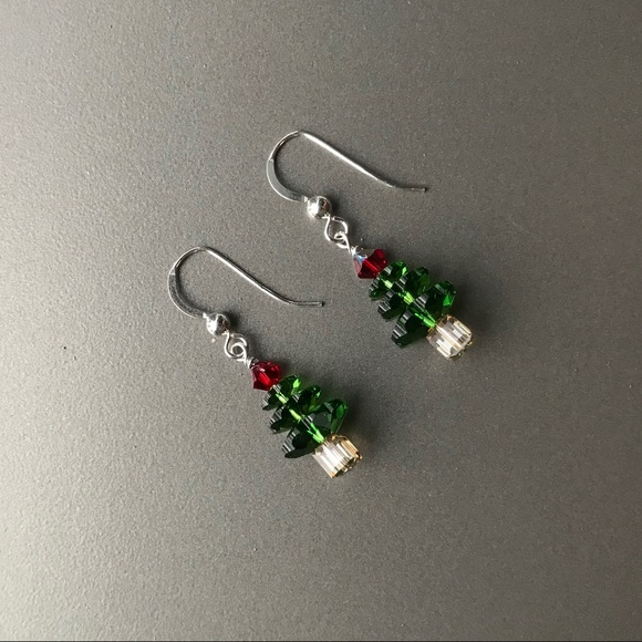 Swarovski Christmas Tree Earrings Sterling NEW - Picture 6 of 6