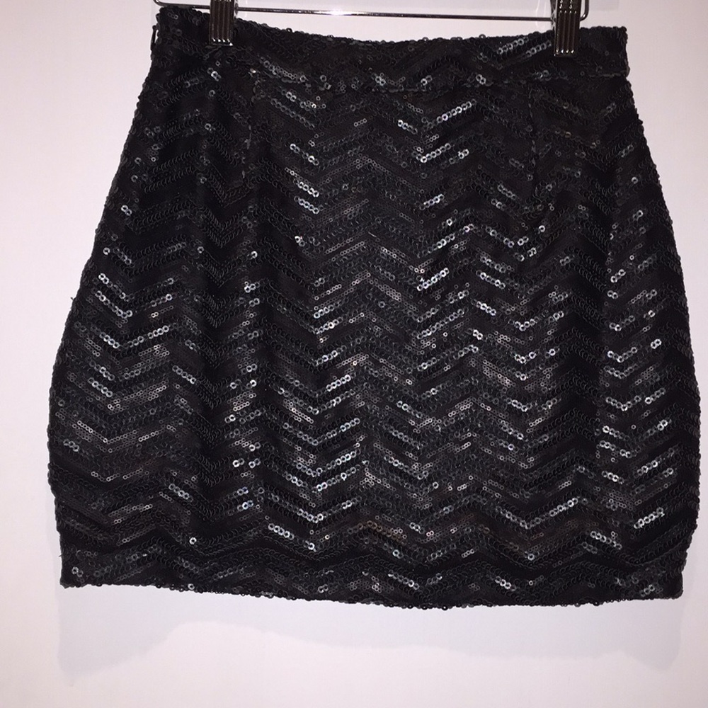 Black sequin mini skirt