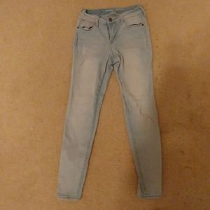 Lightwash high rise destressed jeans