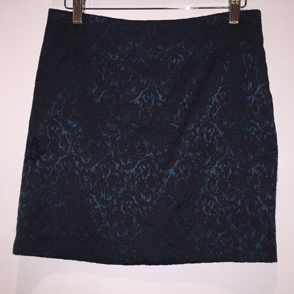 Turquoise black lace skirt