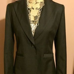 Ann Taylor Pinstriped Black Suit Jacket
