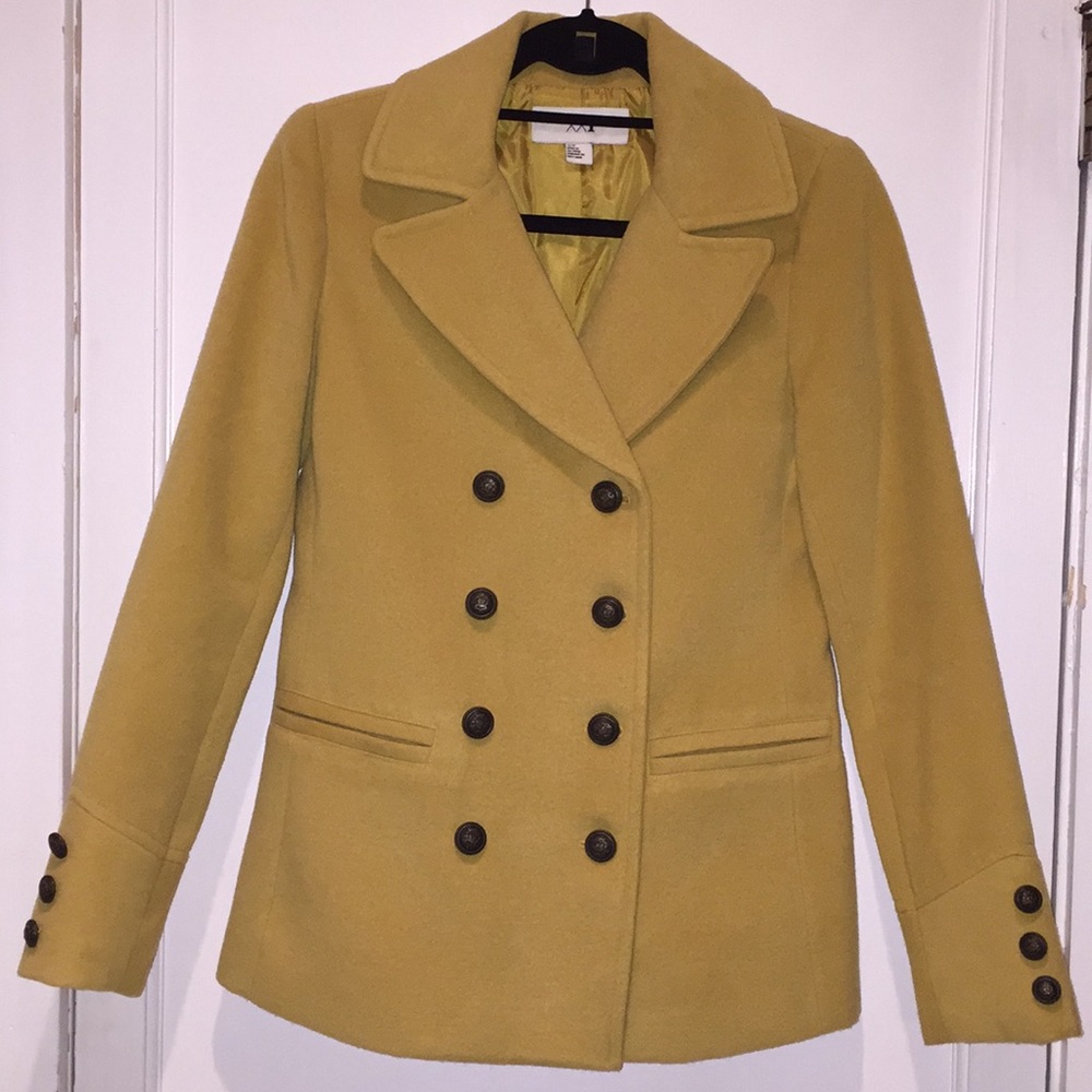 Double breasted ocher jacket