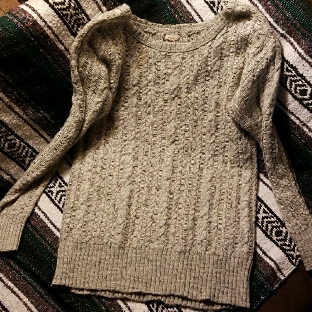 Aerie grey wide knit sweater