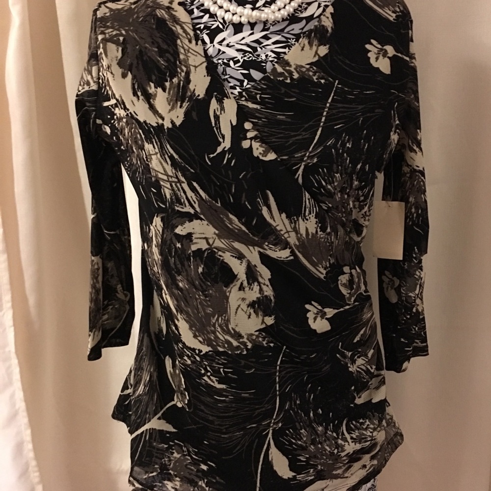 Coldwater Creek Crossover Print mesh top
