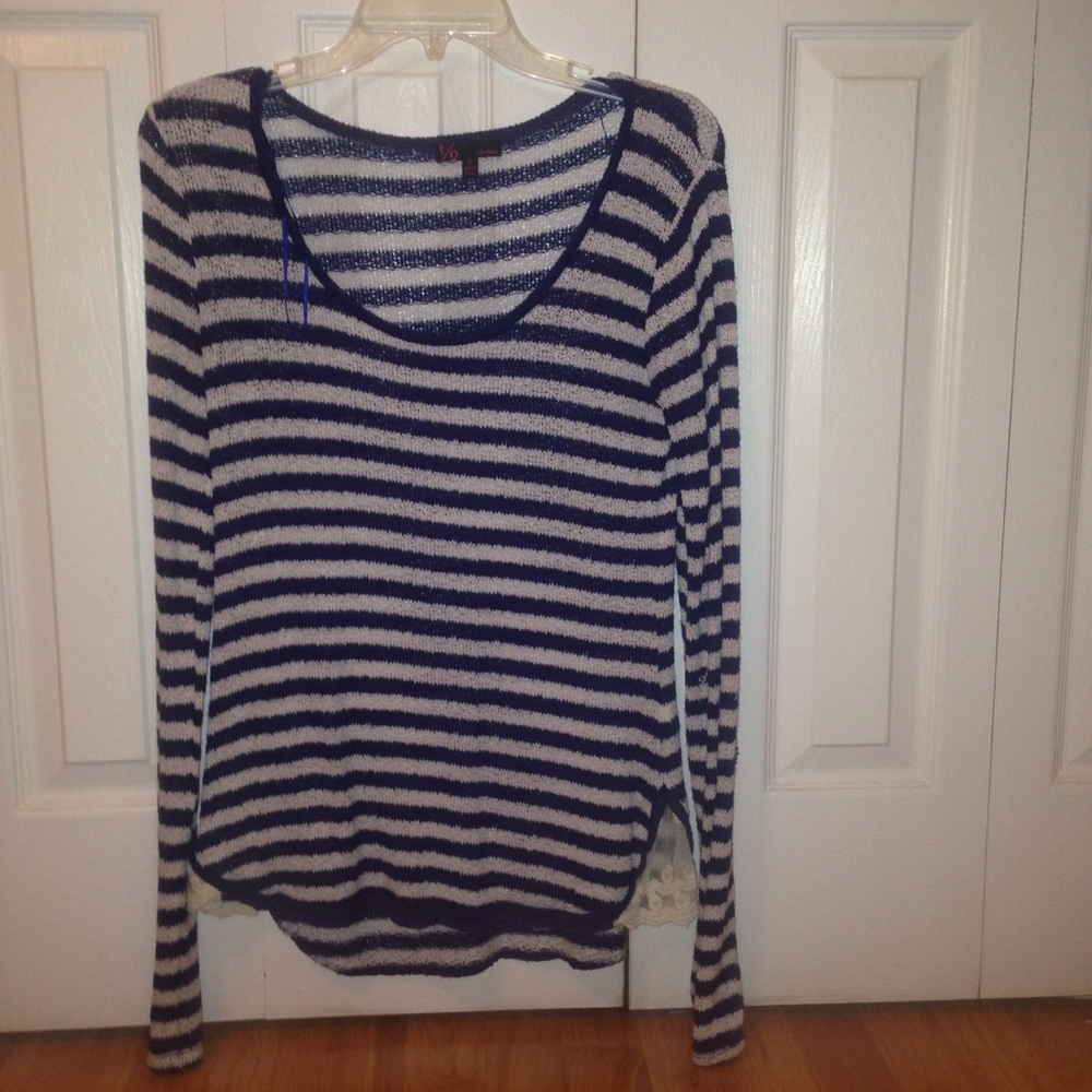 blue and white striped sweater