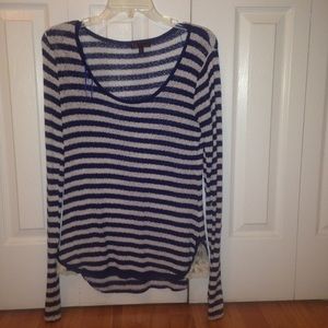 blue and white striped sweater