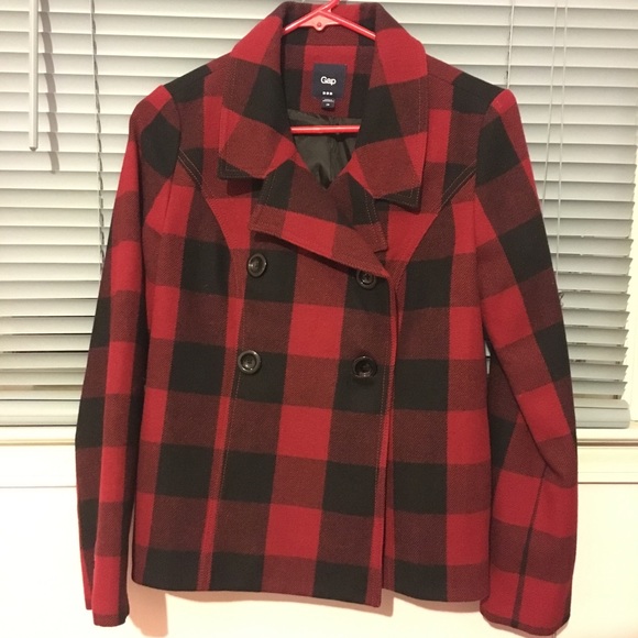 Maria Bianca Nero Red Black Plaid Buffalo Pea Coat Size Os One New Rampage Red Buffalo Plaid Peacoat M