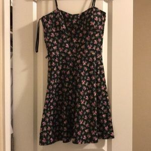 Black floral mini dress