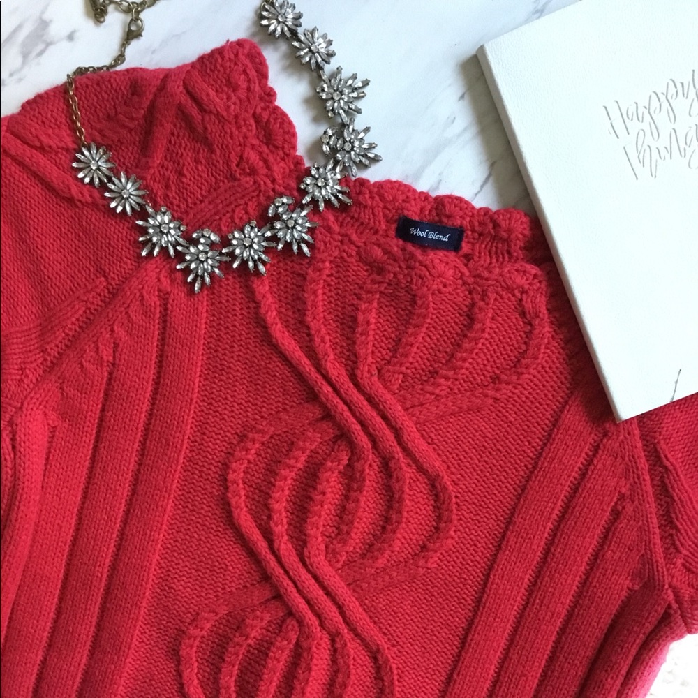 Tommy Hilfiger Red Wool Blend Sweater Dress, Large