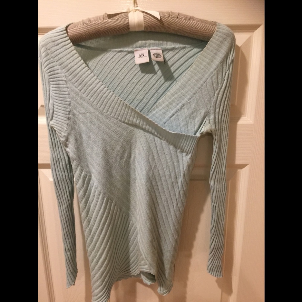 Classy light blue cotton/cashmere sweater