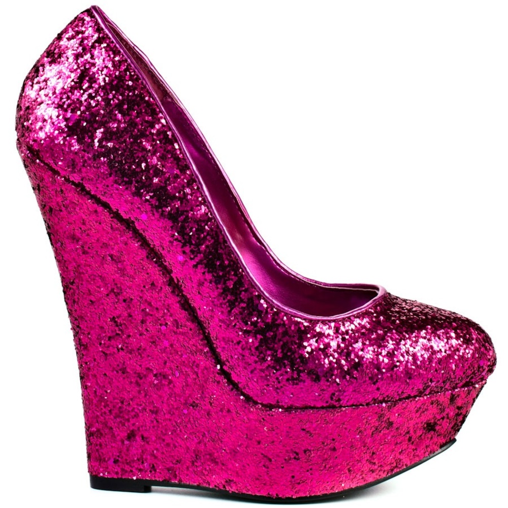 ❤️ Valentine’s Day pink glitter wedge heels 6.5