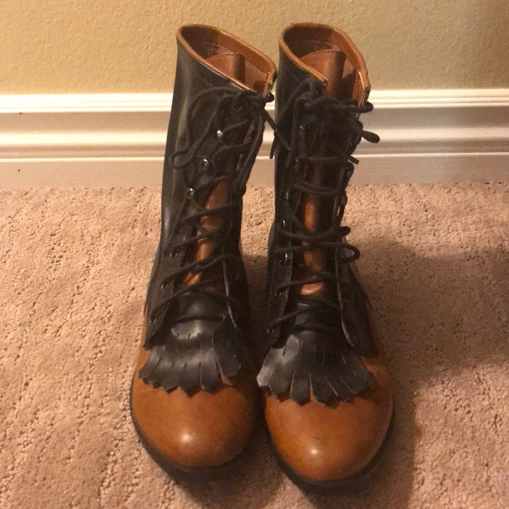 Vintage Country Black and Brown Boots, Size 9.5