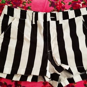 Black and White striped shorts