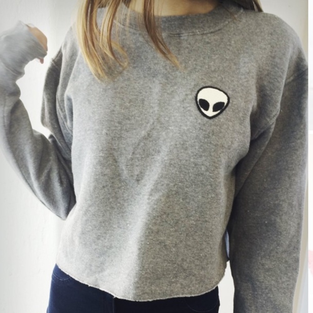 Cropped Alien Patch Sweatshirt