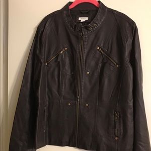 Dressbarn SZ XL plumpurple mock leather jacket NWT