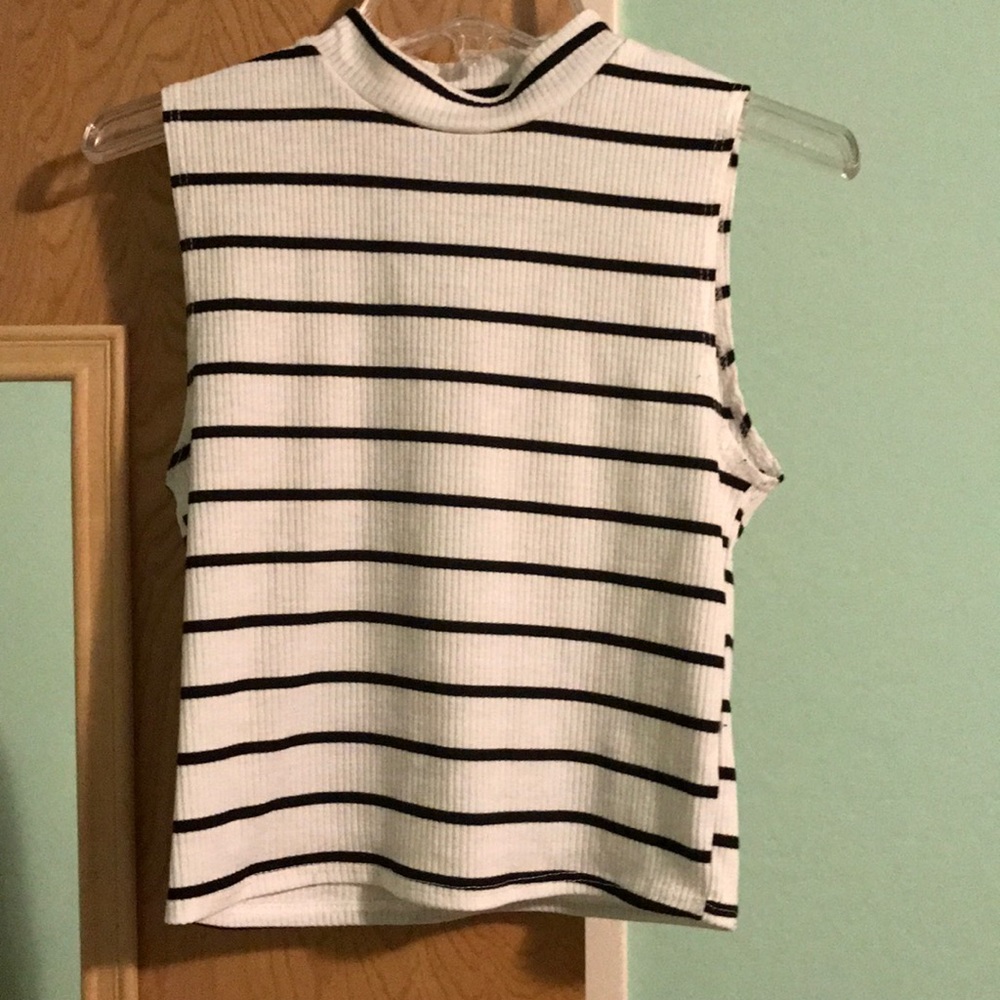 mock neck striped crop top