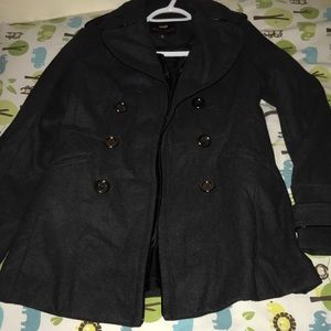 Charcoal gray and black pea coat