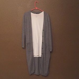 Longline Heather Grey Cardigan with Side Slits