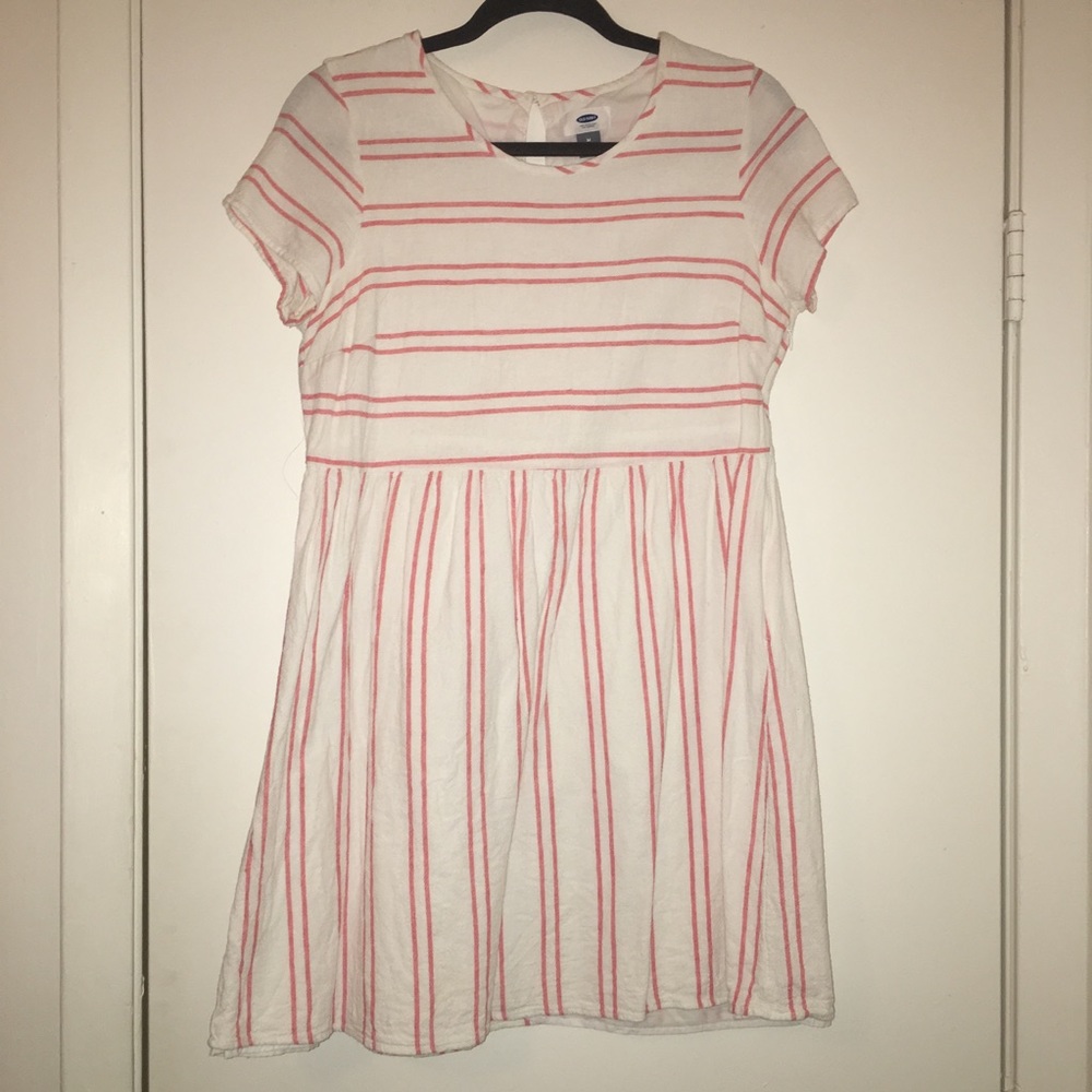 Off white dress with pink stripes