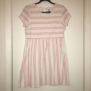 Off white dress with pink stripes