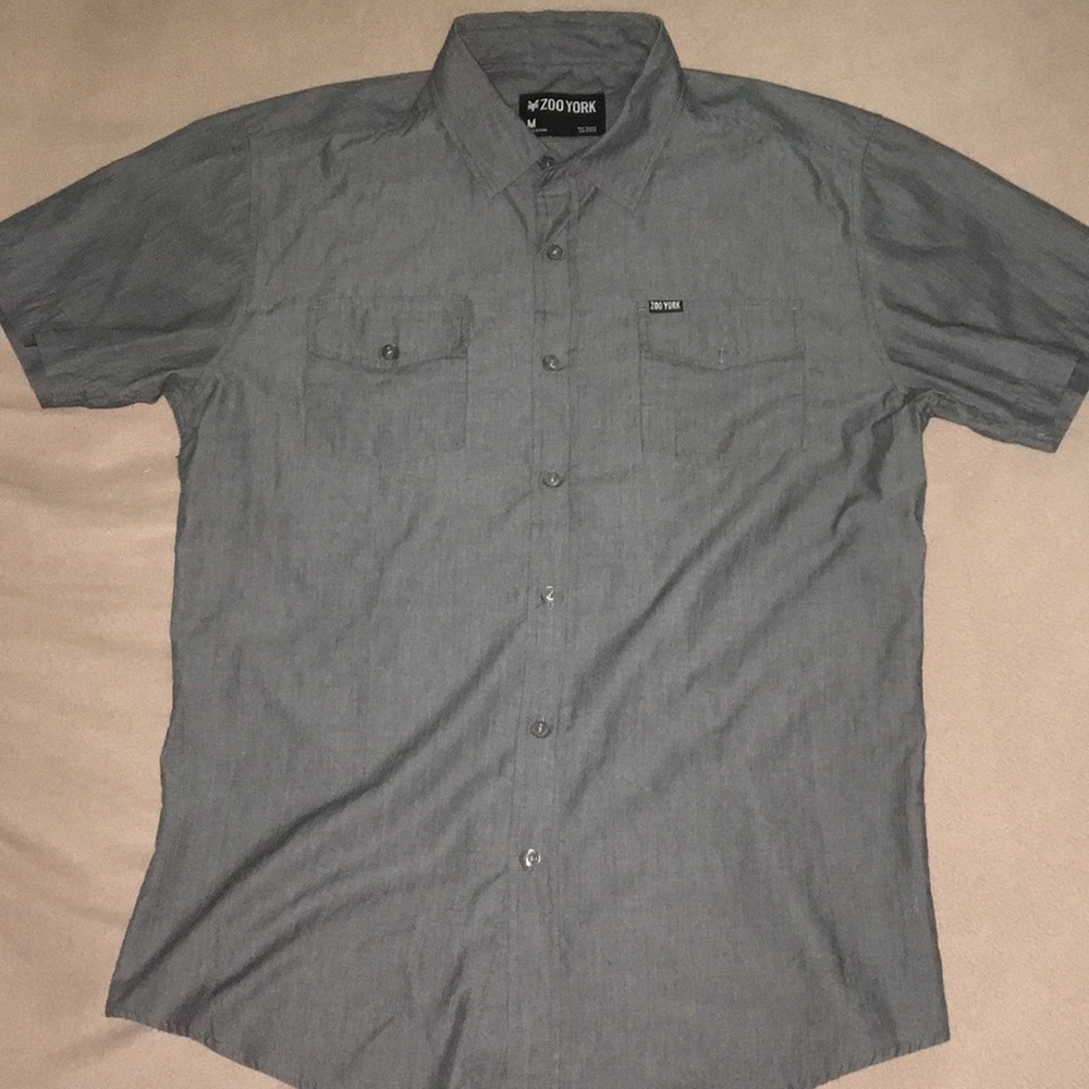 Grey Men's Short Sleeve Button Down Zoo York