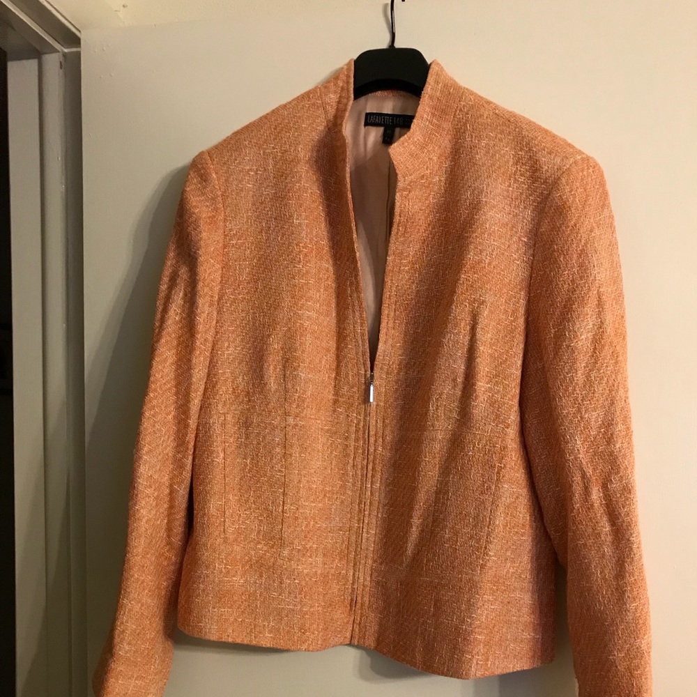 Lafayette 148 peach/tweed look short jacket SZ 14