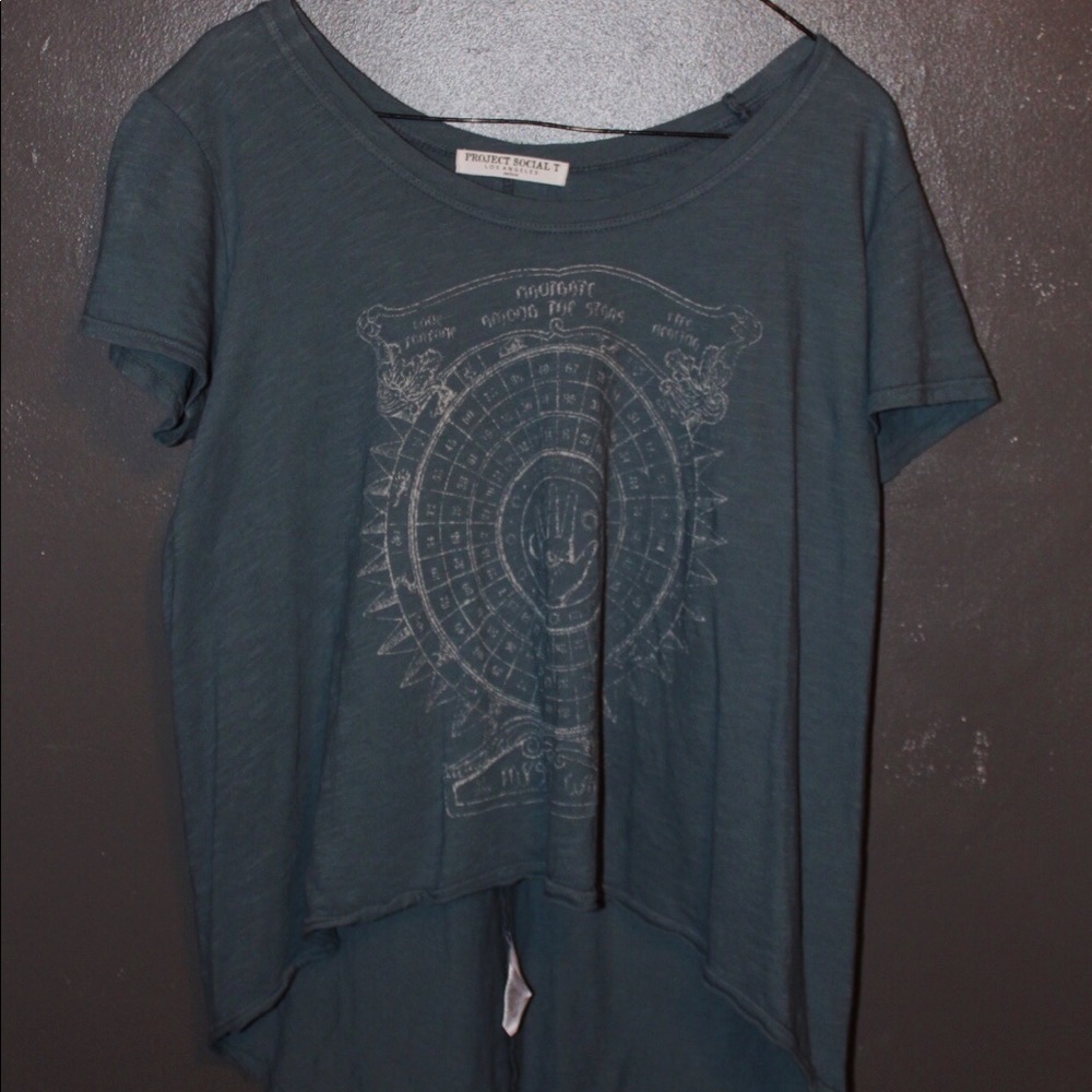 blue symbol high low tee