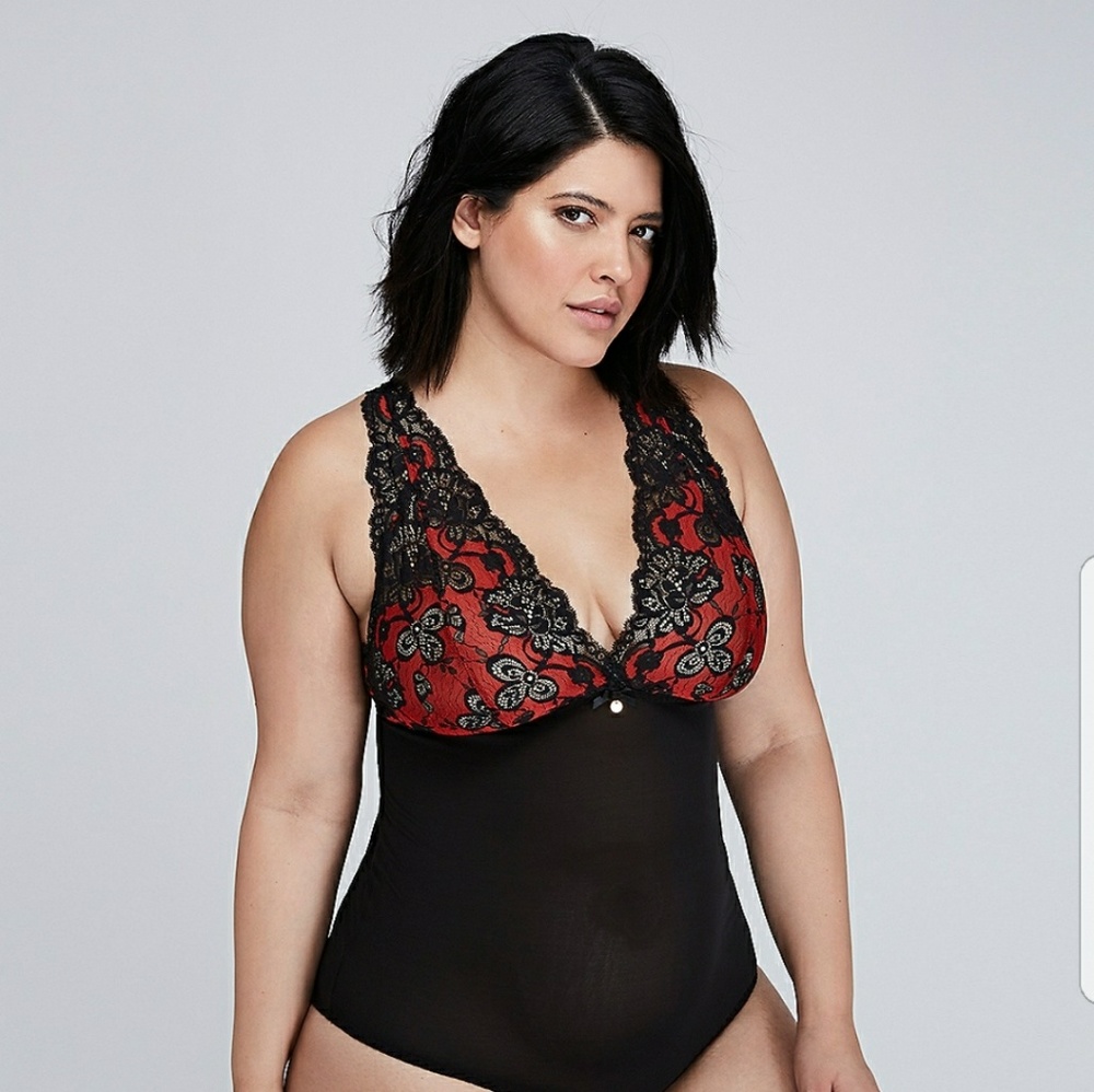 New Lane Bryant Red and Black Bodysuit Sz 22/24