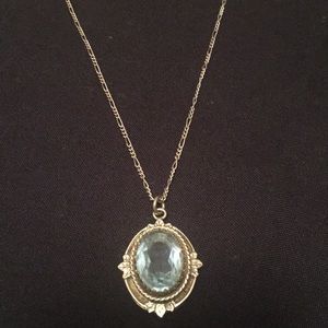 Sterling Silver Necklace w/ Light Blue Stone